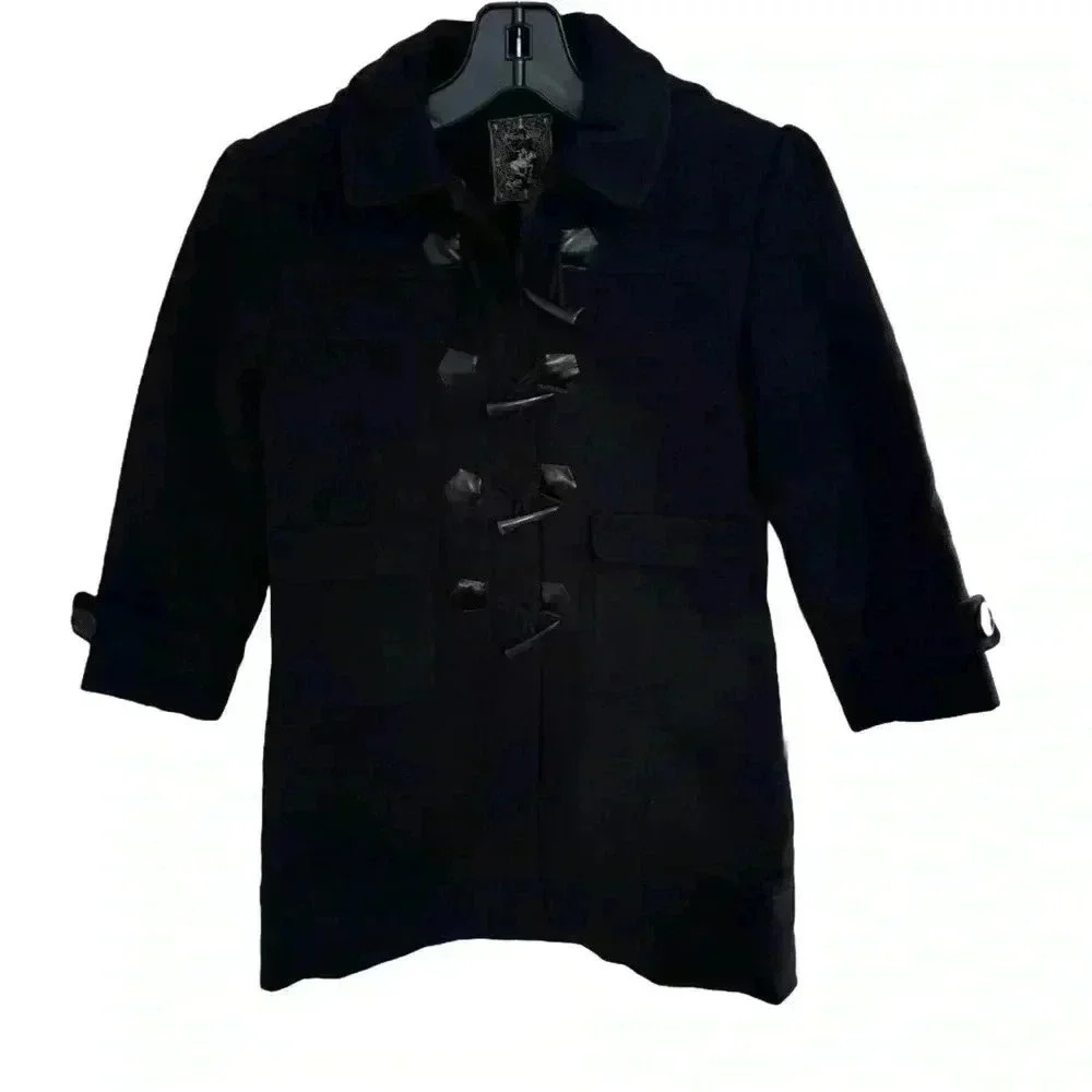 Beverly Hills Polo Club girls wool blend navy coat w/hood lined size 6X - Picture 1 of 11